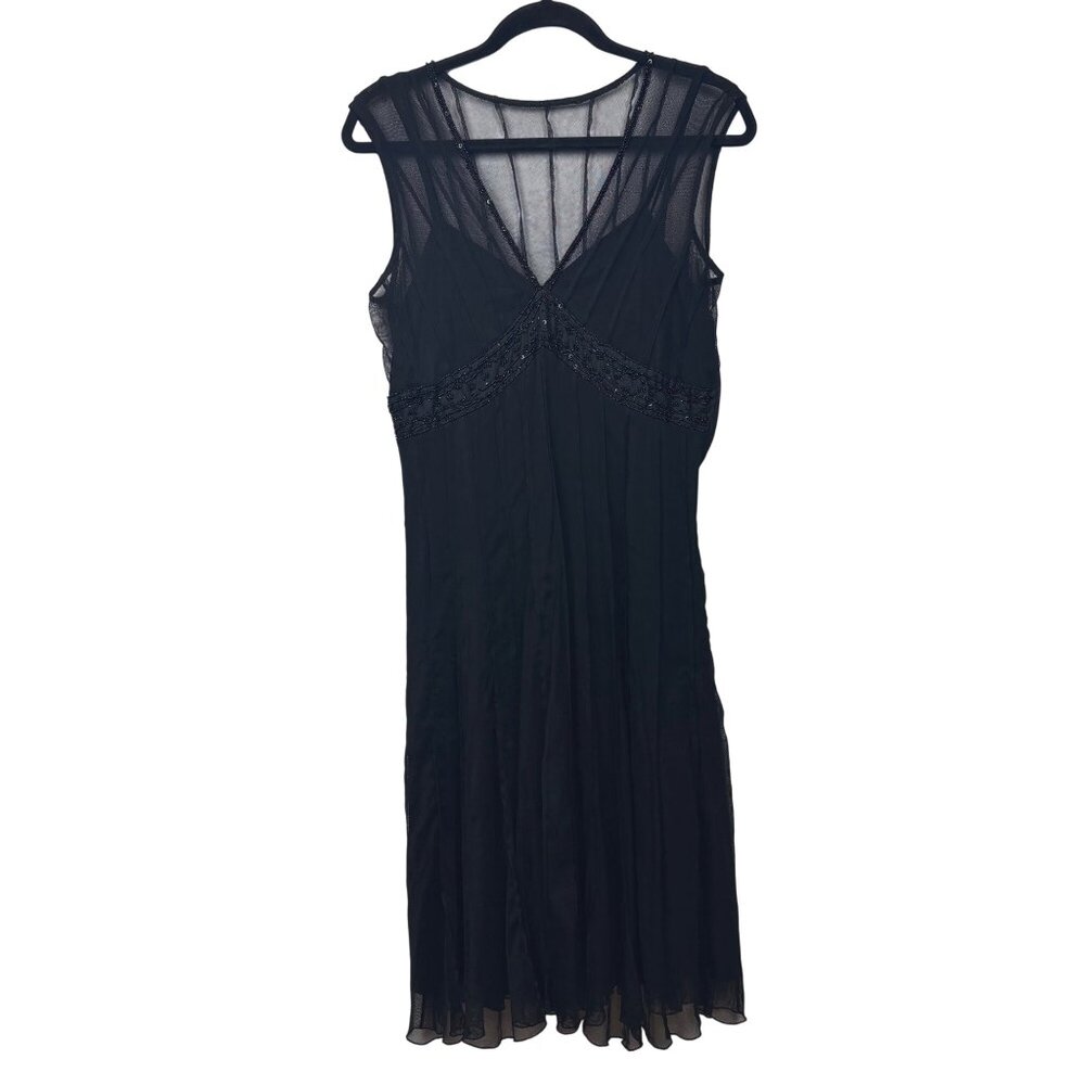 Mixit S Black Sleeveless Midi Dress Beaded Whimsigoth Y2K Dark Fairy Core Witchy